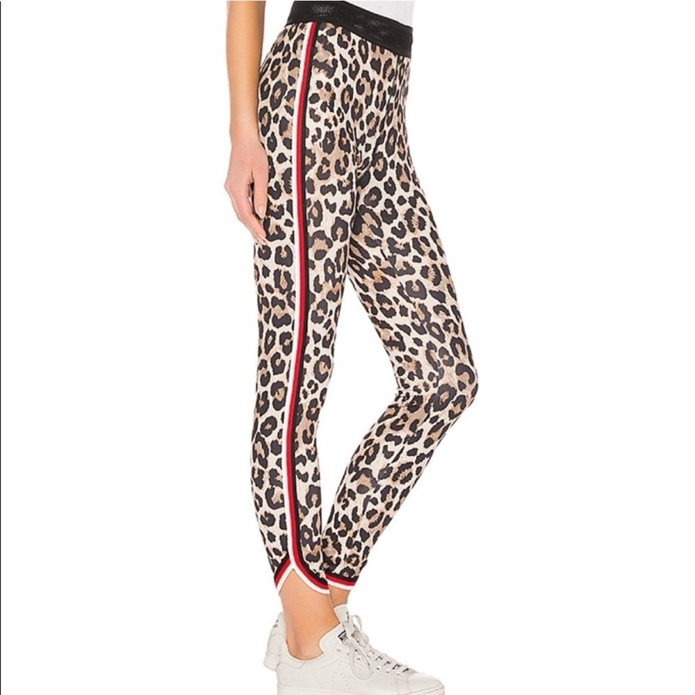 Pam & Gela Leopard Print Track Pants Red White Side Stripe Size Large - Picture 3 of 10